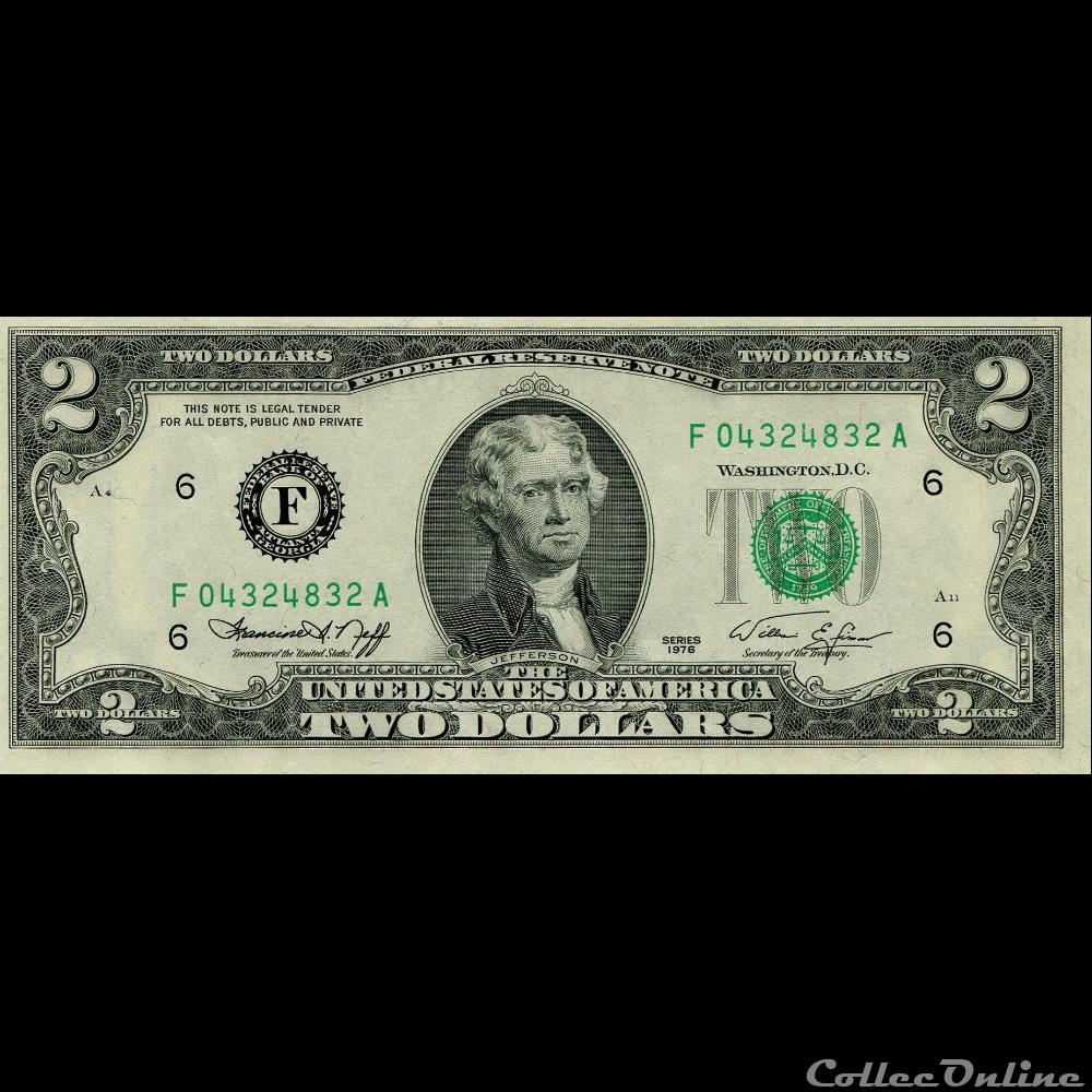 F- Atlanta District - 2$ Federal Reserve Notes - Small Size 1976 Series billet amerique du nord etat uni f atlanta district 2 federal reserve notes small size 1976 series