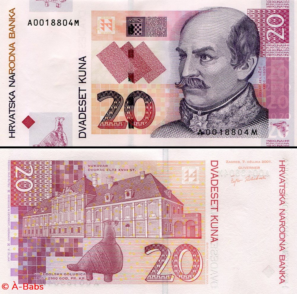 CROATIE - PICK 39 a - 20 KUNA - 2001 billets europe croatie pick 39 a 20 kuna 2001