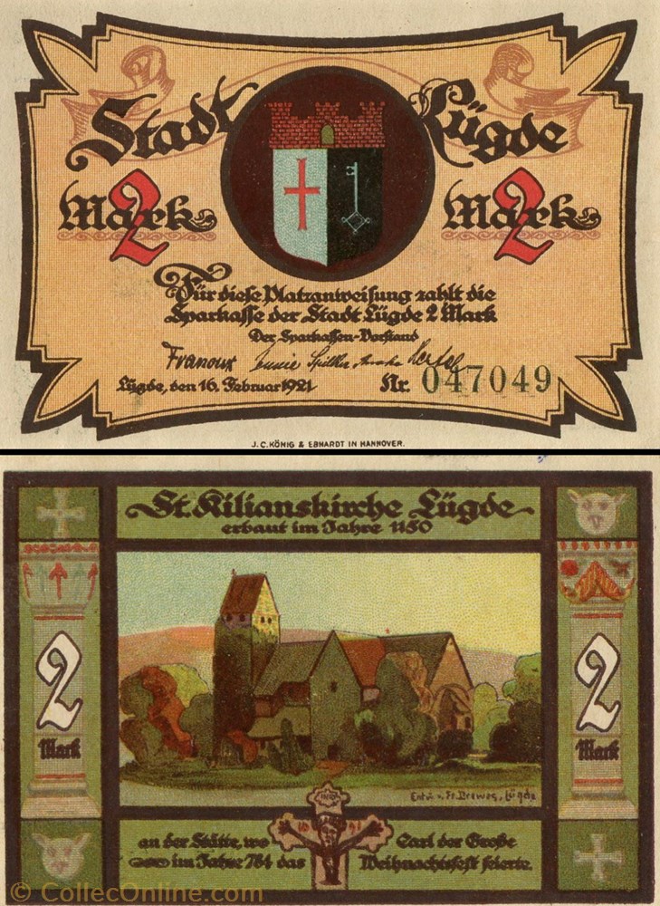 Lügde 2 Mark billet europe allemagne lugde 2 mark