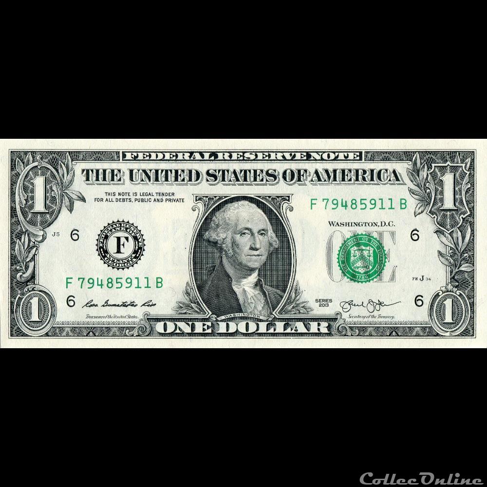 F- 1$ Federal Reserve Notes - Small Size 2013 Series billet amerique du nord etat uni f 1 federal reserve notes small size 2013 series