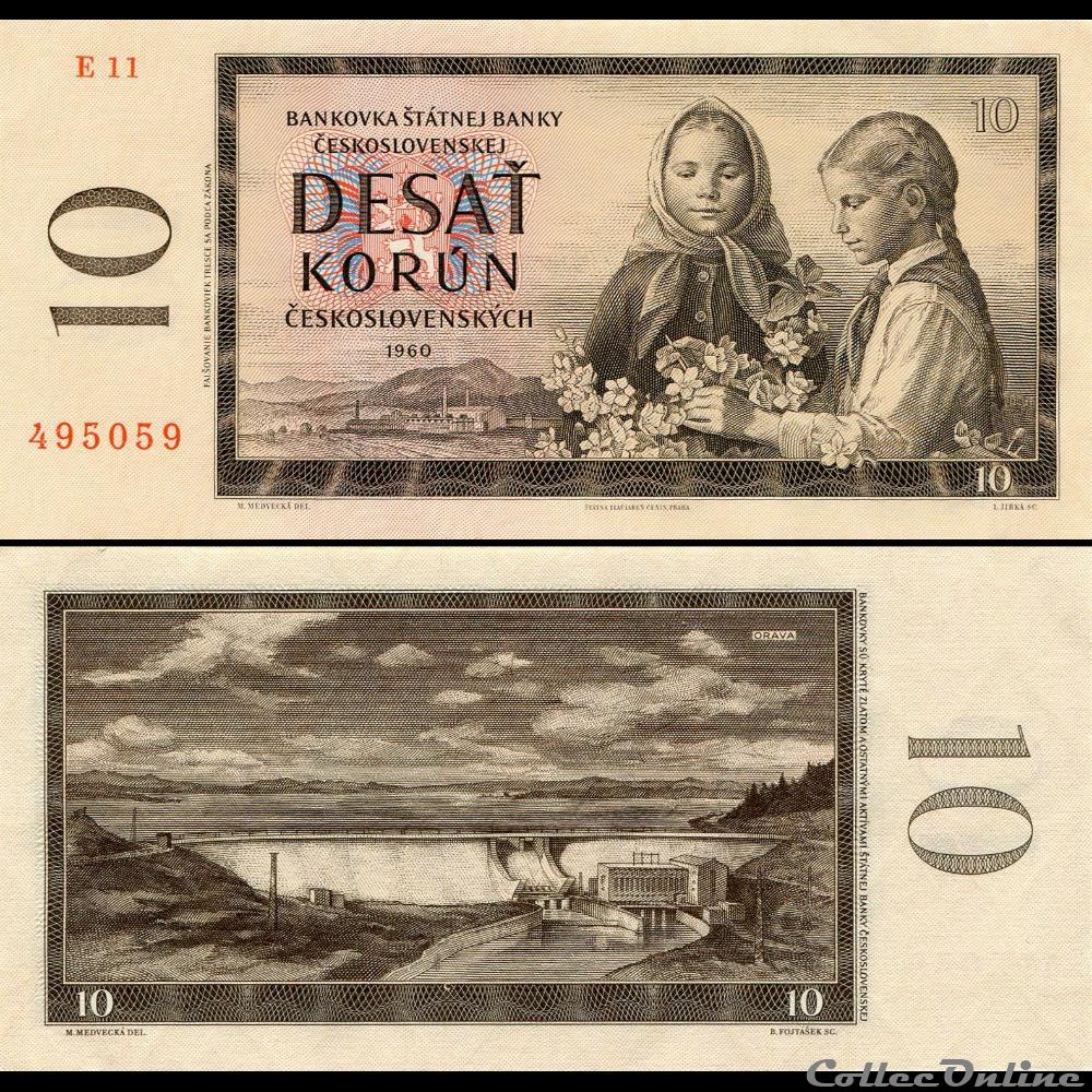 TCHÉCOSLOVAQUIE - PICK 88 b - 10 KORUN - 1960 billet europe tchecolovaquie tchecoslovaquie pick 88 b 10 korun 1960