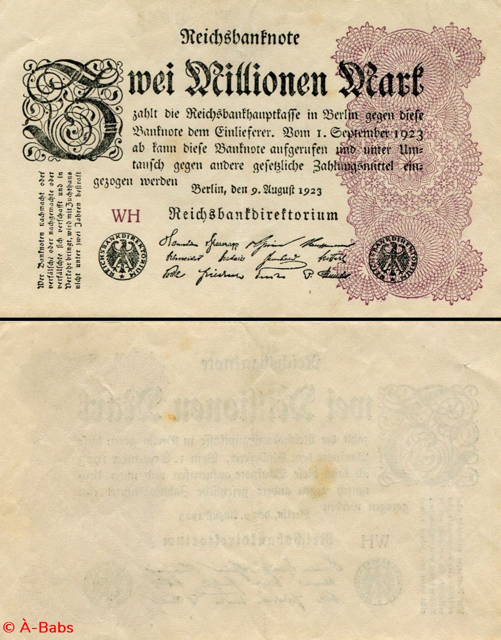 ALLEMAGNE - PICK 104 c - 2 000 000 MARK - 1923 billets europe allemagne pick 104 c 2 000 000 mark 1923