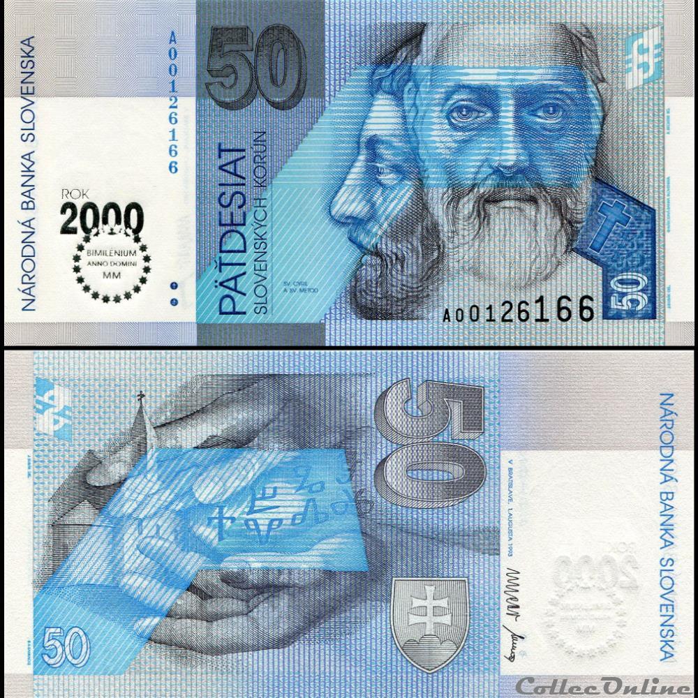billet europe slovaquie pick 35 50 korun 2000