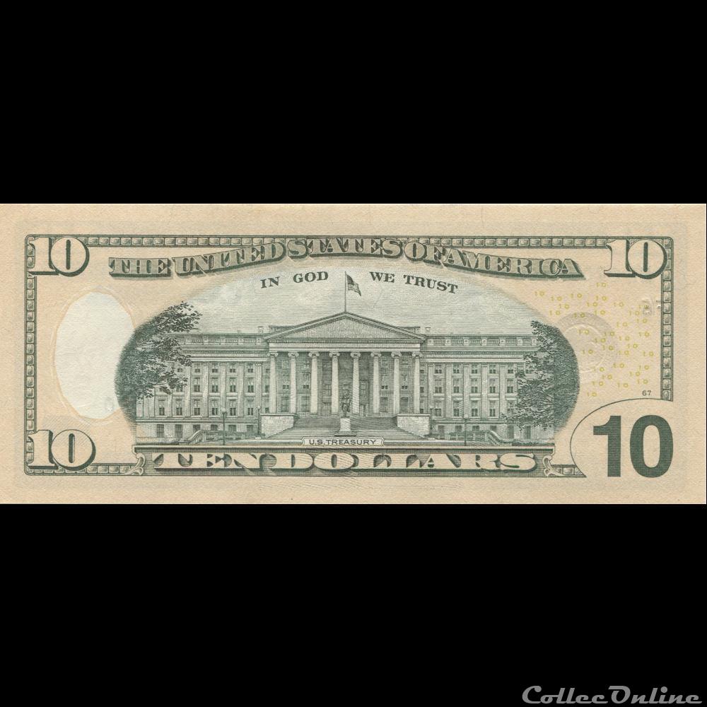 10$ Federal Reserve Notes - Small Size 2013 Series billets amerique du nord etats unis 10 federal reserve notes small size 2013 series