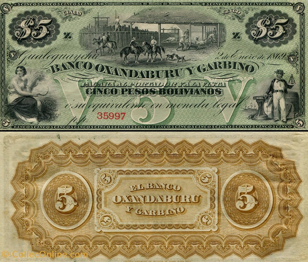 billets amerique du sud argentine pick s 1783 5 pesos bolivianos 1869