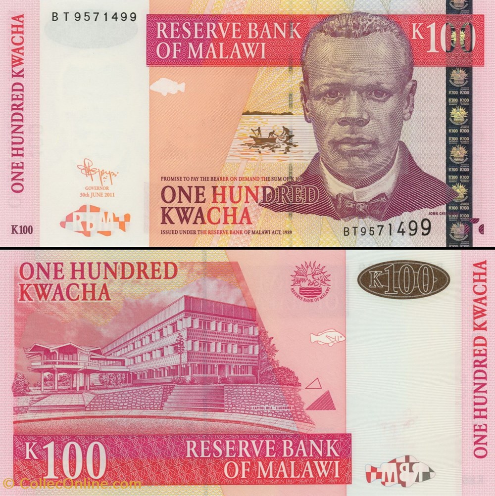 MALAWI - PICK 54 c - 100 KWACHA - 2011 billets afrique malawi pick 54 c 100 kwacha 2011
