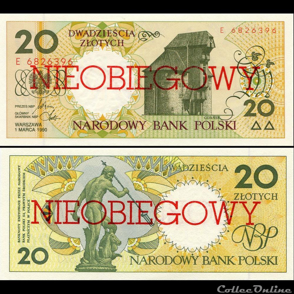 POLOGNE - PICK 168 A - 20 ZLOTYCH - 1990 billet croatie pologne pick 168 a 20 zlotych 1990