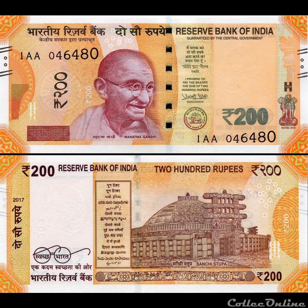 INDE - PICK 113a1 - 200 ROUPIES - 2017 billet asie inde pick 113a1 200 roupies 2017