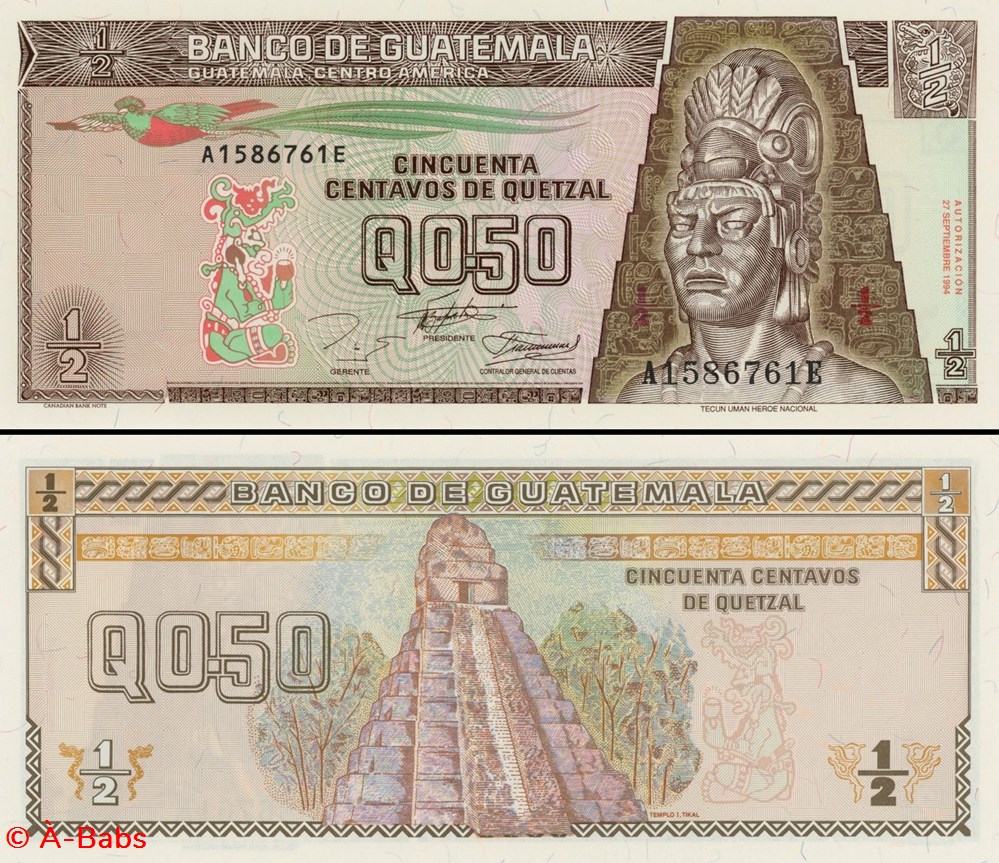 GUATEMALA - PICK 086b - 1/2 QUETZAL GUATÉMALTÈQUE billets amerique centrale caraibes guatemala pick 086b 1 2 quetzal guatemalteque
