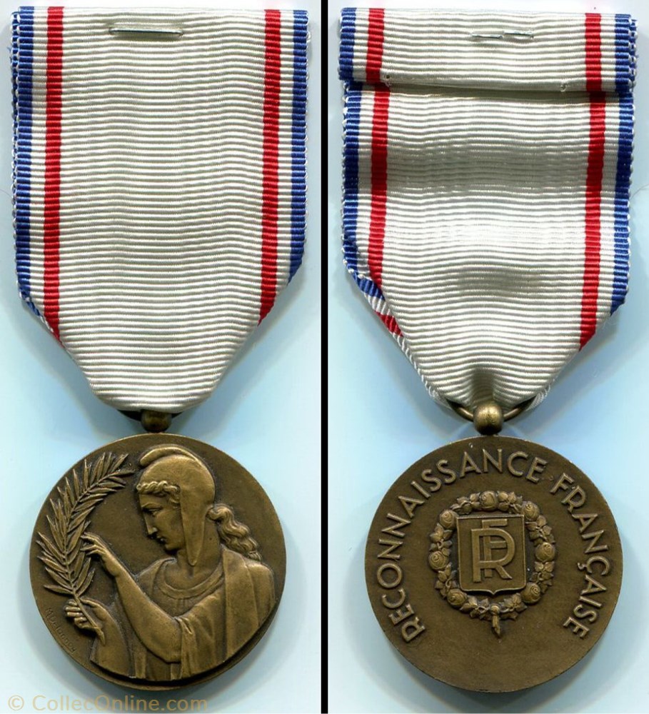 Médaille de la Reconnaissance Française - 2° Type militaria medaille de la reconnaissance francaise 2 type