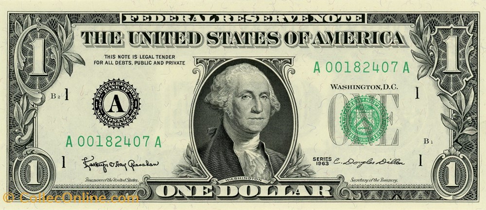 billets amerique du nord etats unis a 1 federal reserve notes small size 1963 series