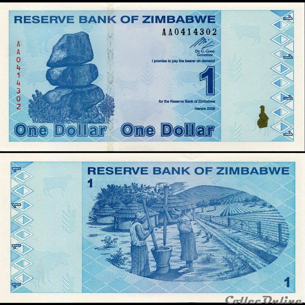 ZIMBABWE - PICK 092a - 1 Dollar - 2009 billet afrique zimbabwe pick 092a 1 dollar 2009