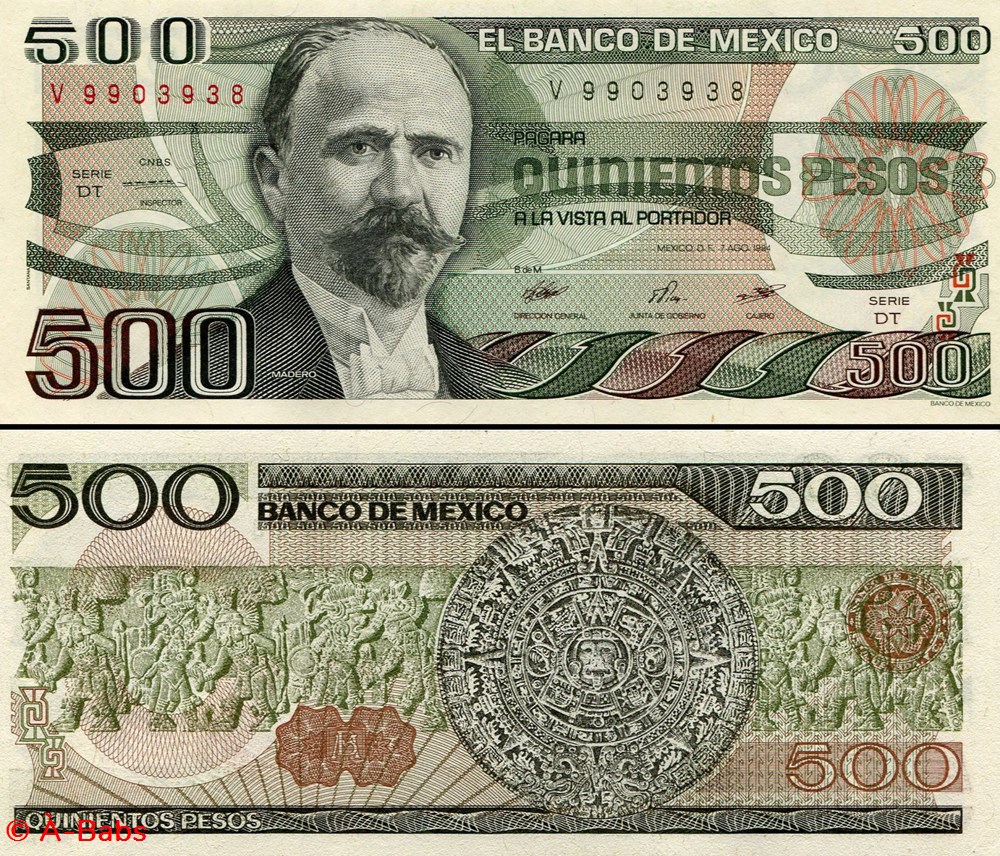 billets amerique du nord mexique pick 079b dt 500 pesos 1984