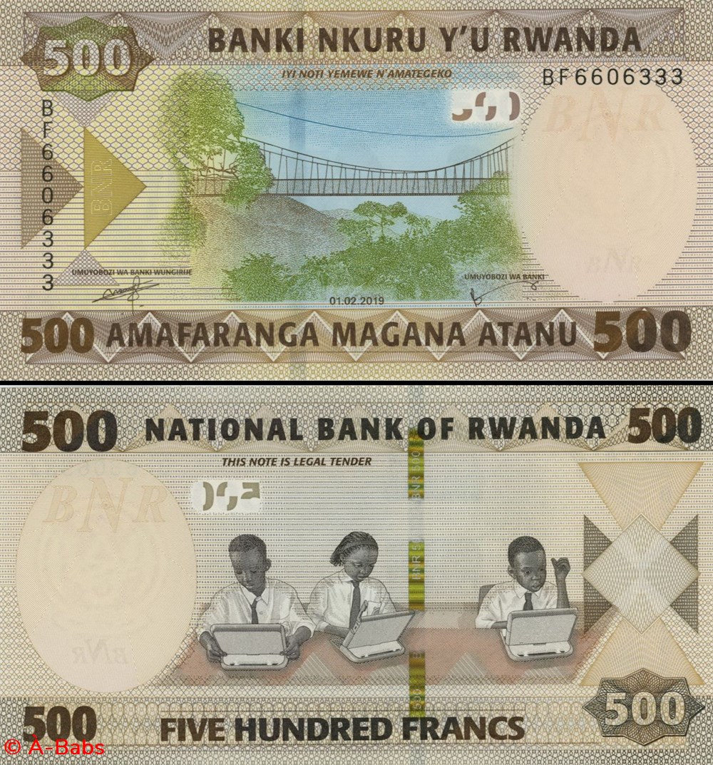 RWANDA - PICK 42 A - 500 FRANCS - 2019 billets afrique rwanda pick 42 a 500 francs 2019