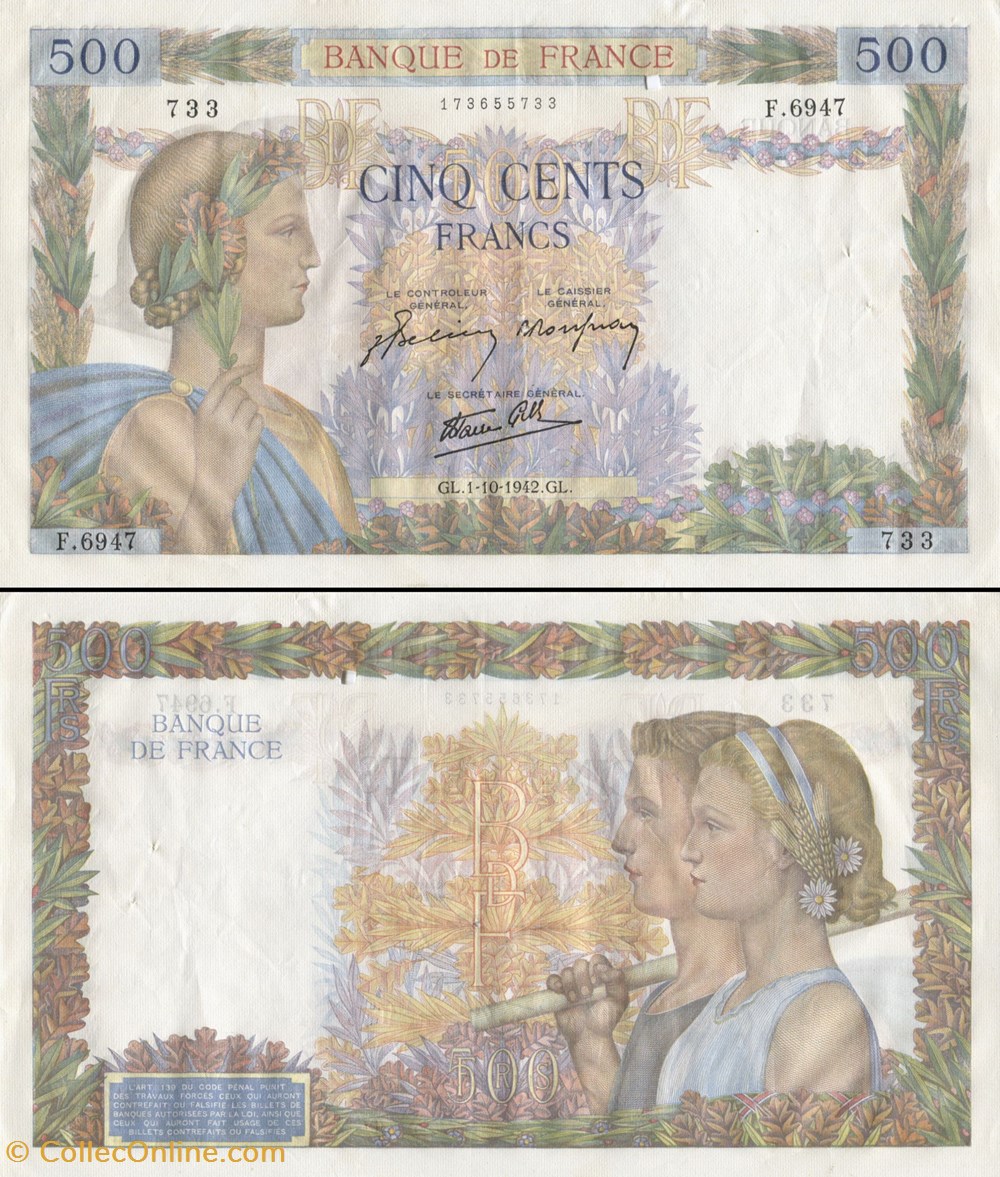 billets europe france 500 francs
