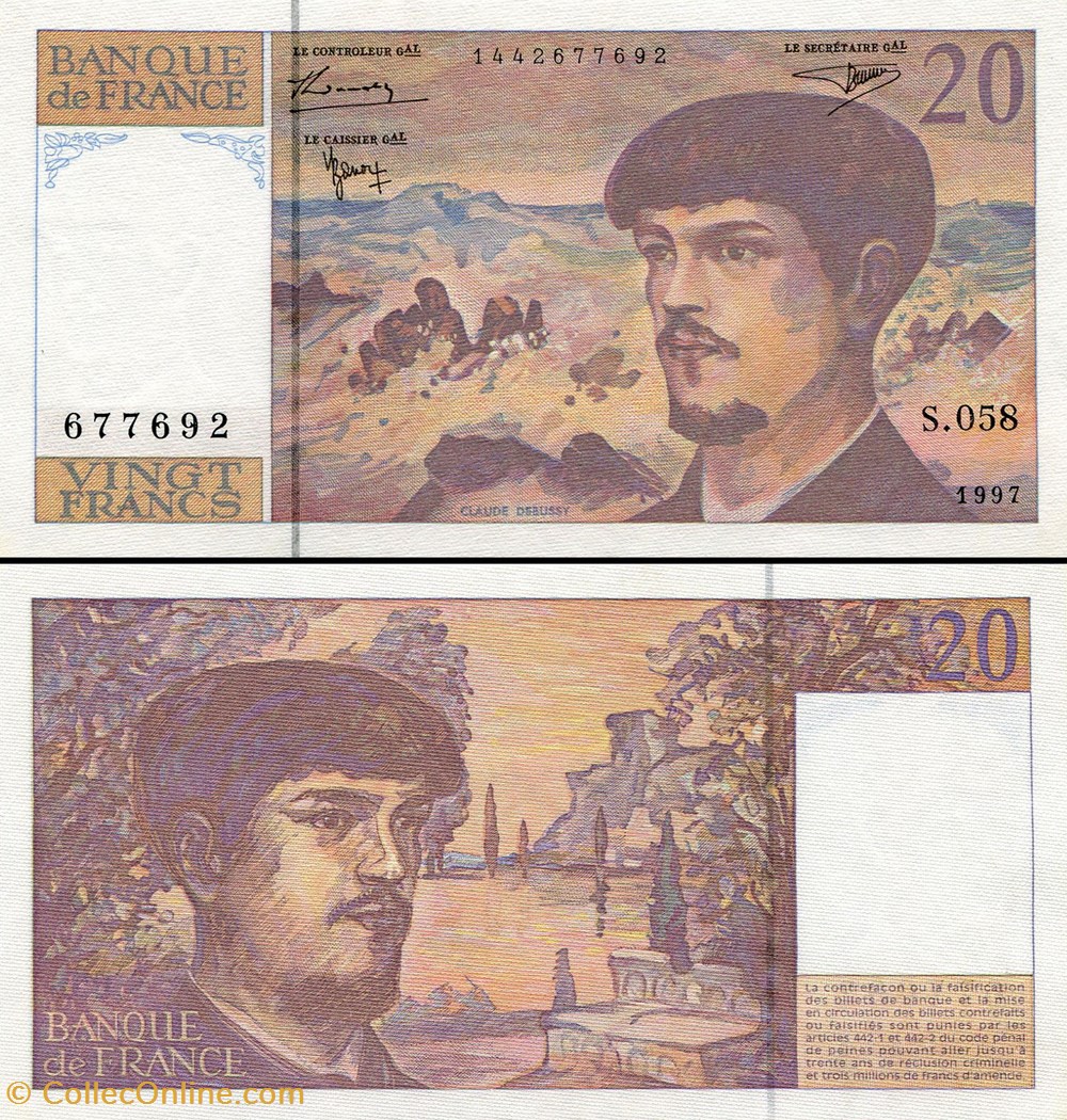 FRANCE - 20 FRANCS - 1997 - S.058 billets europe france 20 francs 1997 s 058