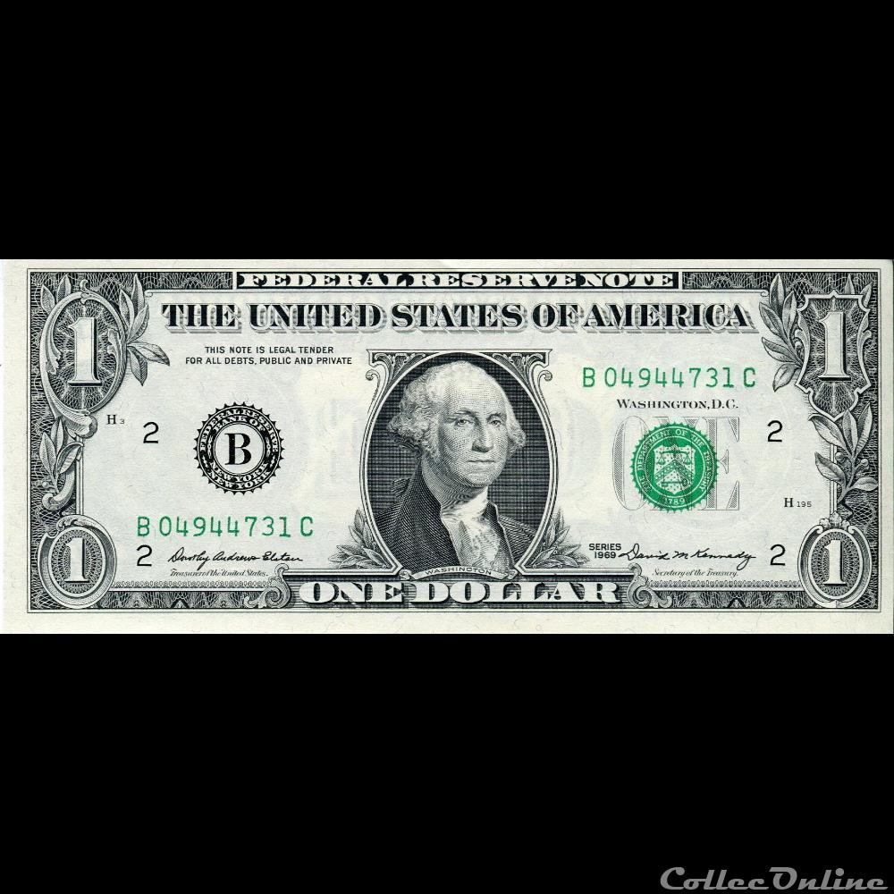 B- 1$ Federal Reserve Notes - Small Size 1969 Series billet amerique du nord etat uni b 1 federal reserve notes small size 1969 series