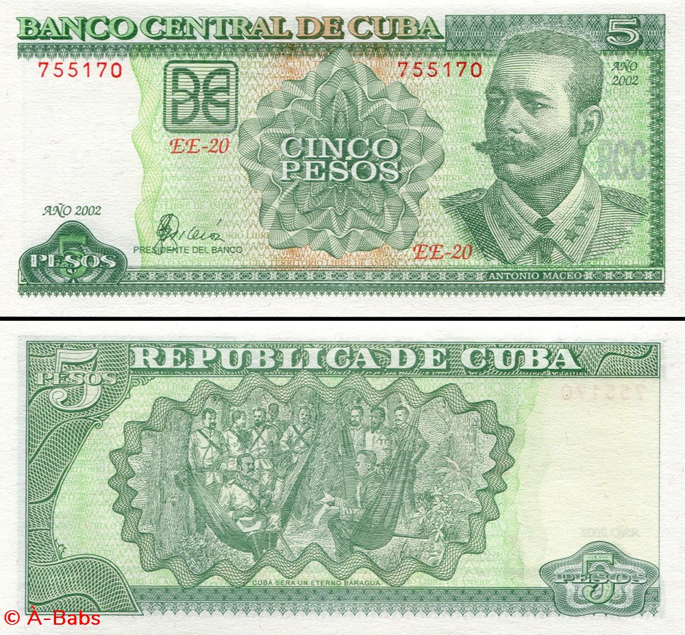 CUBA - PICK 116e - 5 PESOS - 2002 billets amerique centrale et caraibes cuba pick 116e 5 pesos 2002
