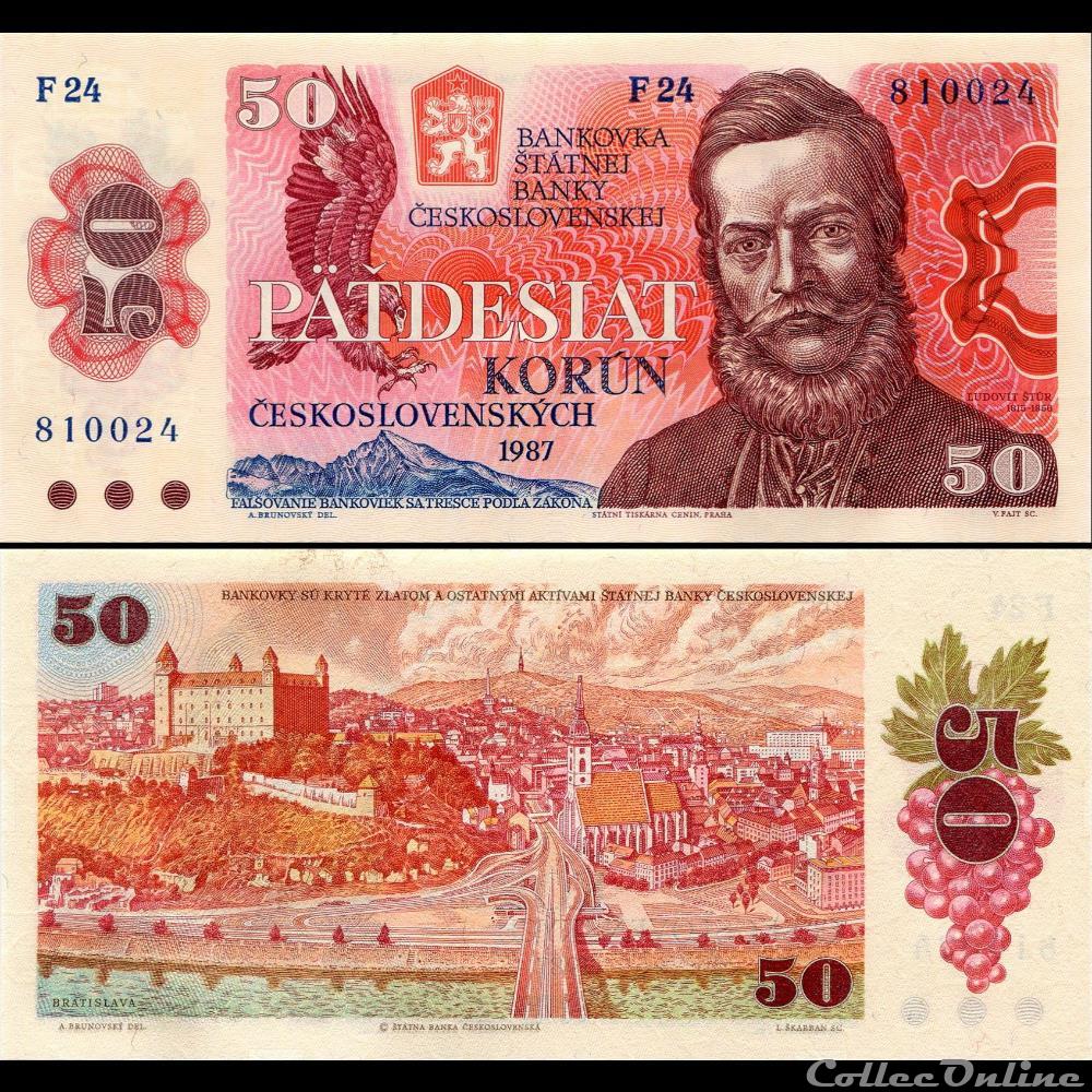 TCHÉCOSLOVAQUIE - PICK 96 - 50 KORUN - 1987 billet europe tchecolovaquie tchecoslovaquie pick 96 50 korun 1987