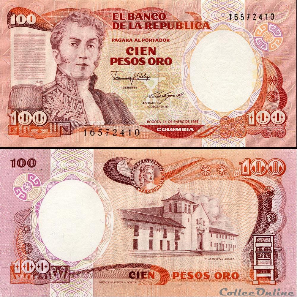 colombie-pick-426-b2-100-pesos-de-oro-colombien-1986-billets