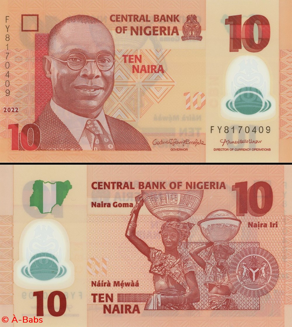 billets afrique nigeria pick 39m 10 naira 2022