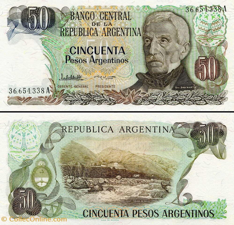 ARGENTINE - PICK 314 a 2 - 50 PESOS ARGENTINOS 1984 billets amerique du sud argentine pick 314 a 2 50 pesos argentinos 1984
