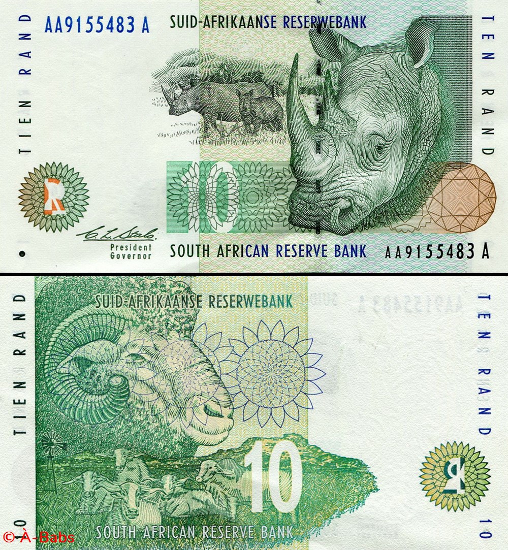 AFRIQUE DU SUD - PICK 123a - 10 RAND - 1993 billets afrique du sud pick 123a 10 rand 1993