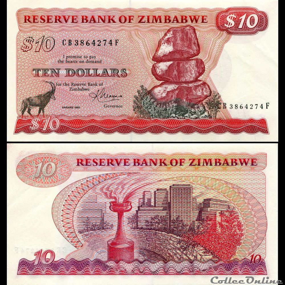 ZIMBABWE - PICK 003d - 10 Dollars - 1983 billet afrique zimbabwe pick 003d 10 dollars 1983