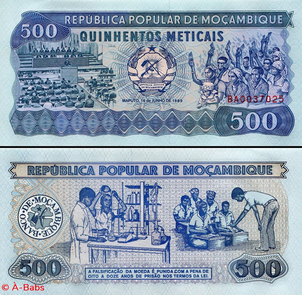 billets afrique mozambique pick 131c 500 meticais 1989