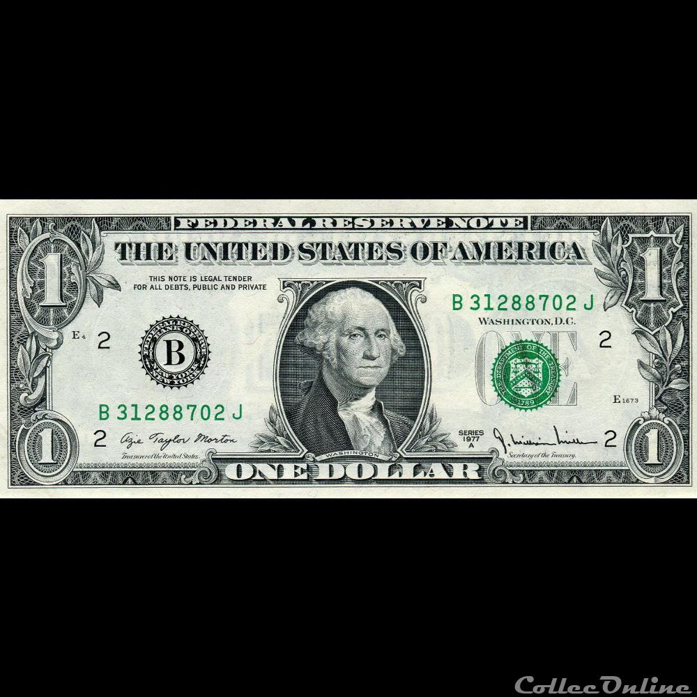 B- 1$ Federal Reserve Notes - Small Size 1977A Series billet amerique du nord etat uni b 1 federal reserve notes small size 1977a series