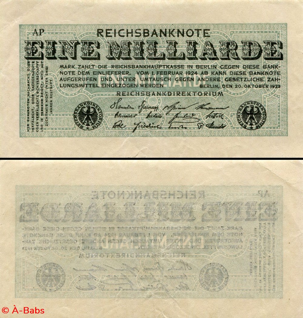 ALLEMAGNE - PICK 122/1 - 1 000 000 000 MARK - 1923 billets europe allemagne pick 122 1 1 000 000 000 mark 1923