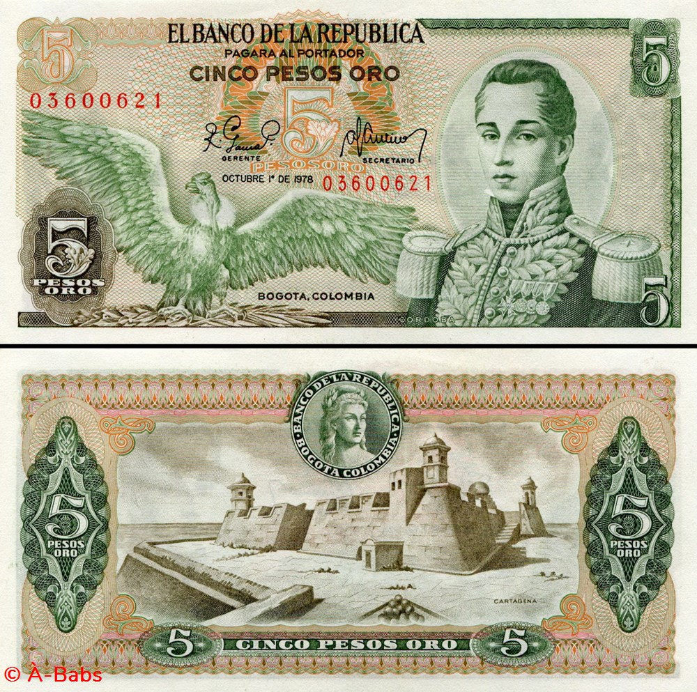 billets amerique du sud colombie pick 406 f 1 5 pesos de oro colombien 1978