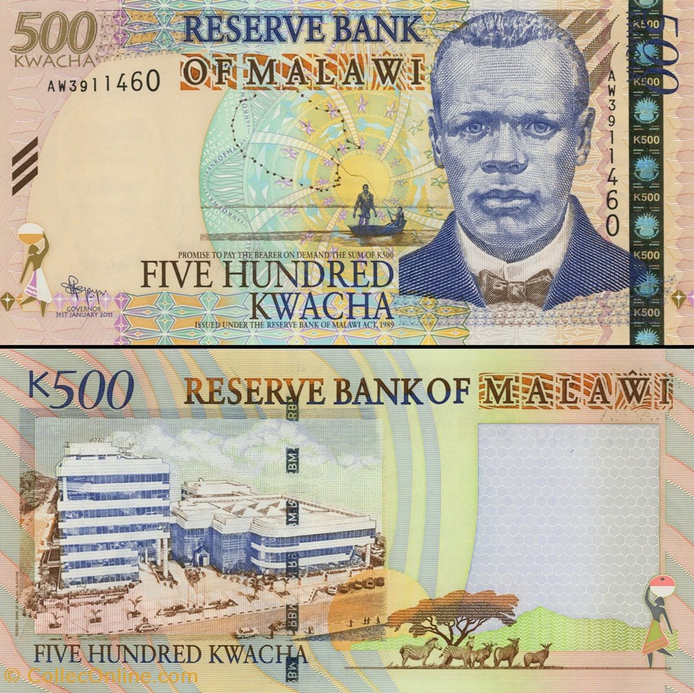 MALAWI - PICK 56 B - 500 KWACHA - 2011 - Banknotes - Africa - Malawi