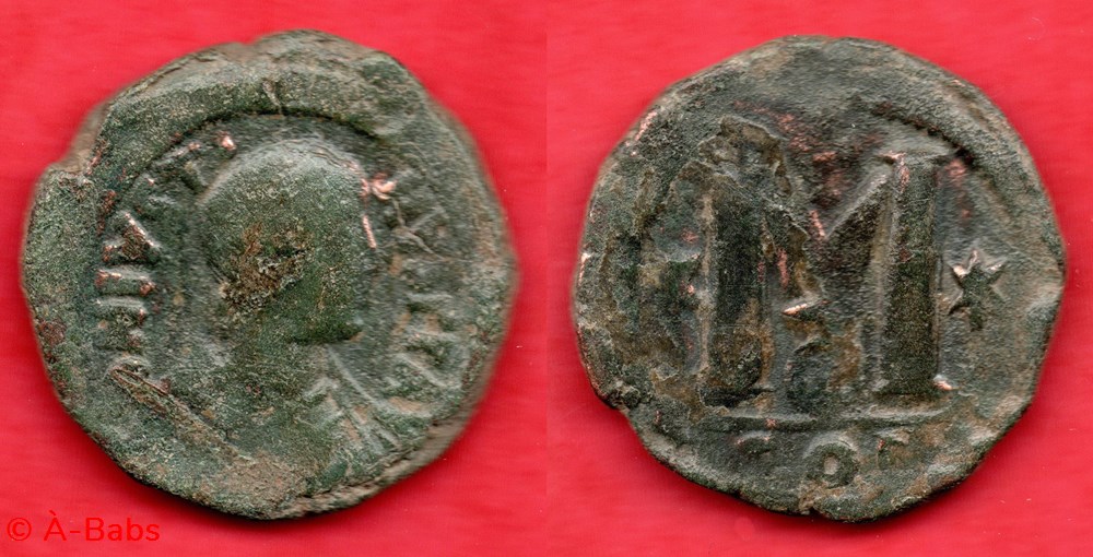 JUSTINIEN I° - FOLLIS - CONSTANTINOPLE - MBR 83 monnaies byzantines empire d anastase maurice tibere justinien i follis constantinople mbr 83