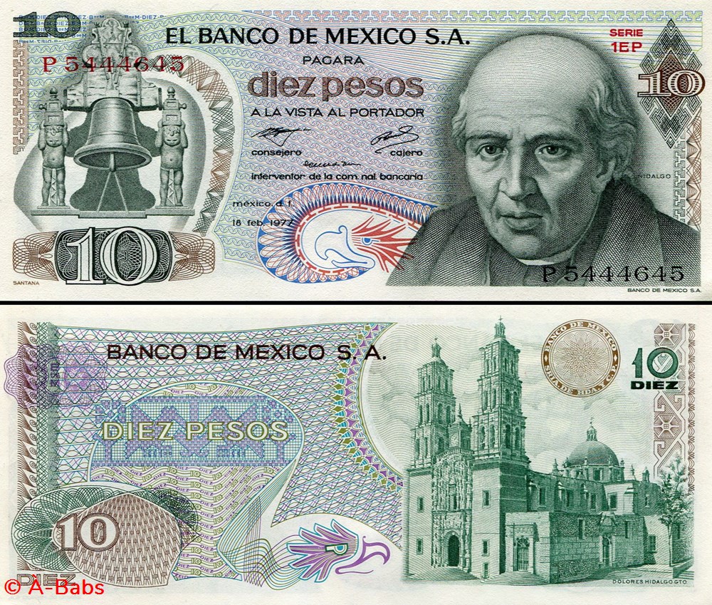 MEXIQUE - PICK 063i1 - 10 PESOS - 1977 billets amerique du nord mexique pick 063i1 10 pesos 1977