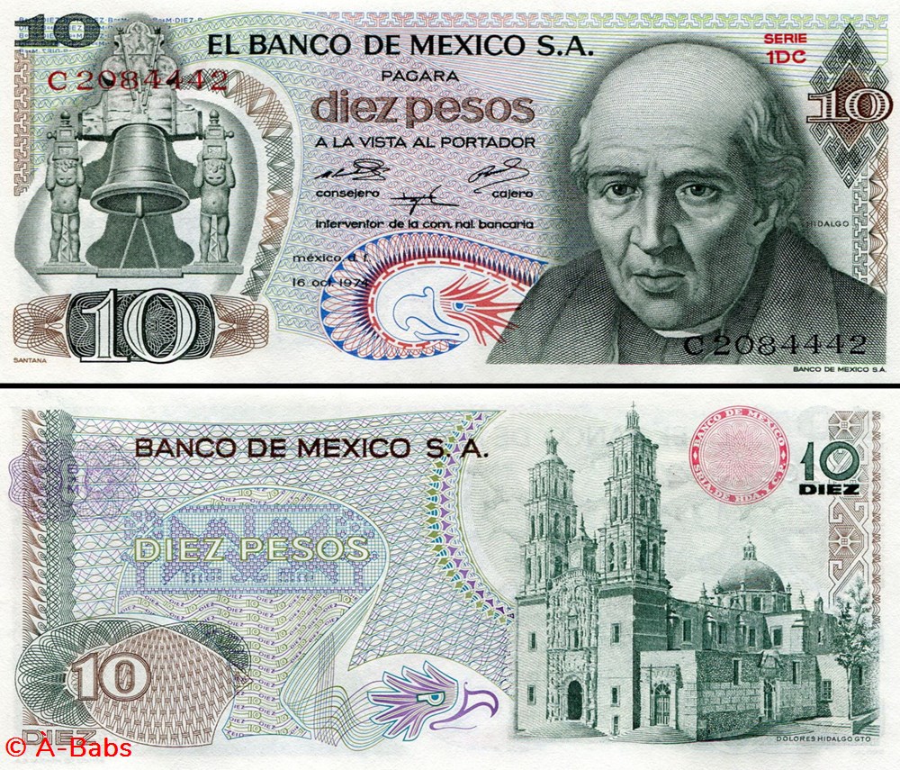 billets amerique du nord mexique pick 063g4 10 pesos 1974
