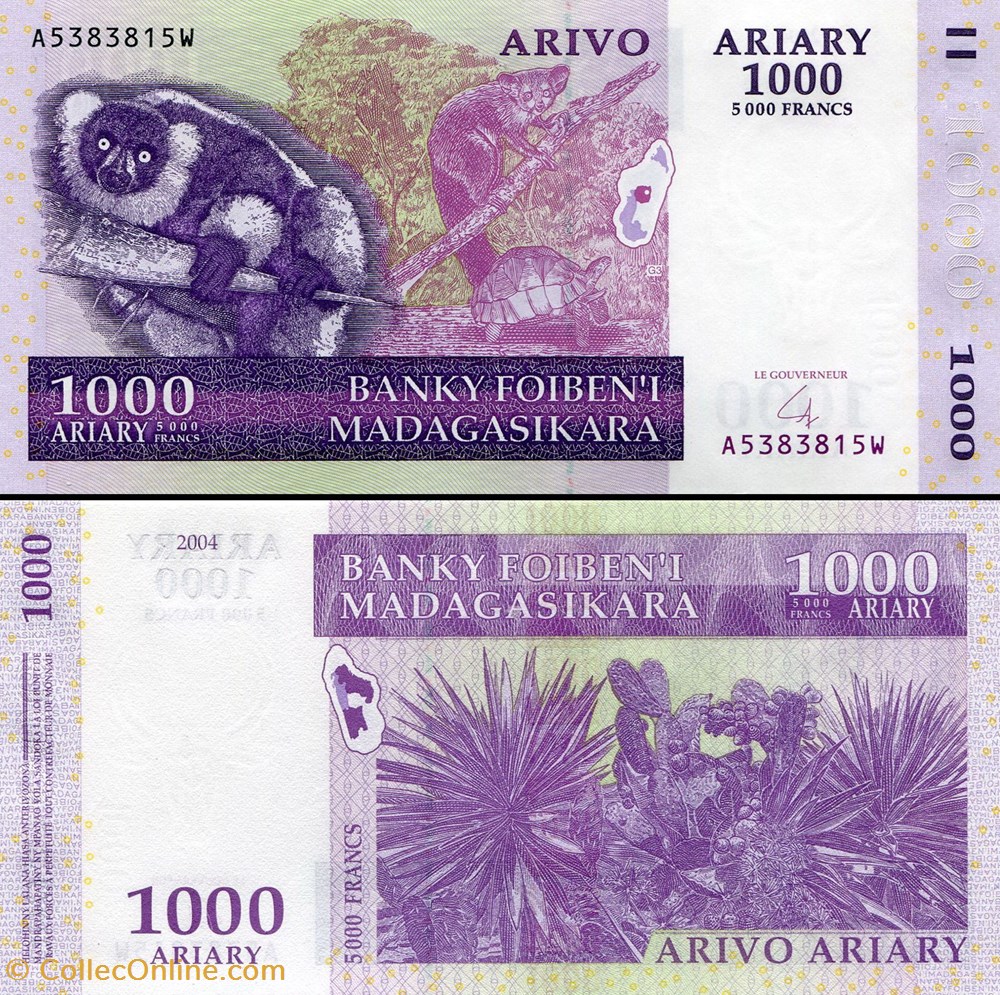 MADAGASCAR - PICK 089 b - 1000 ARIARY - 2004 billets afrique madagascar pick 089 b 1000 ariary 2004