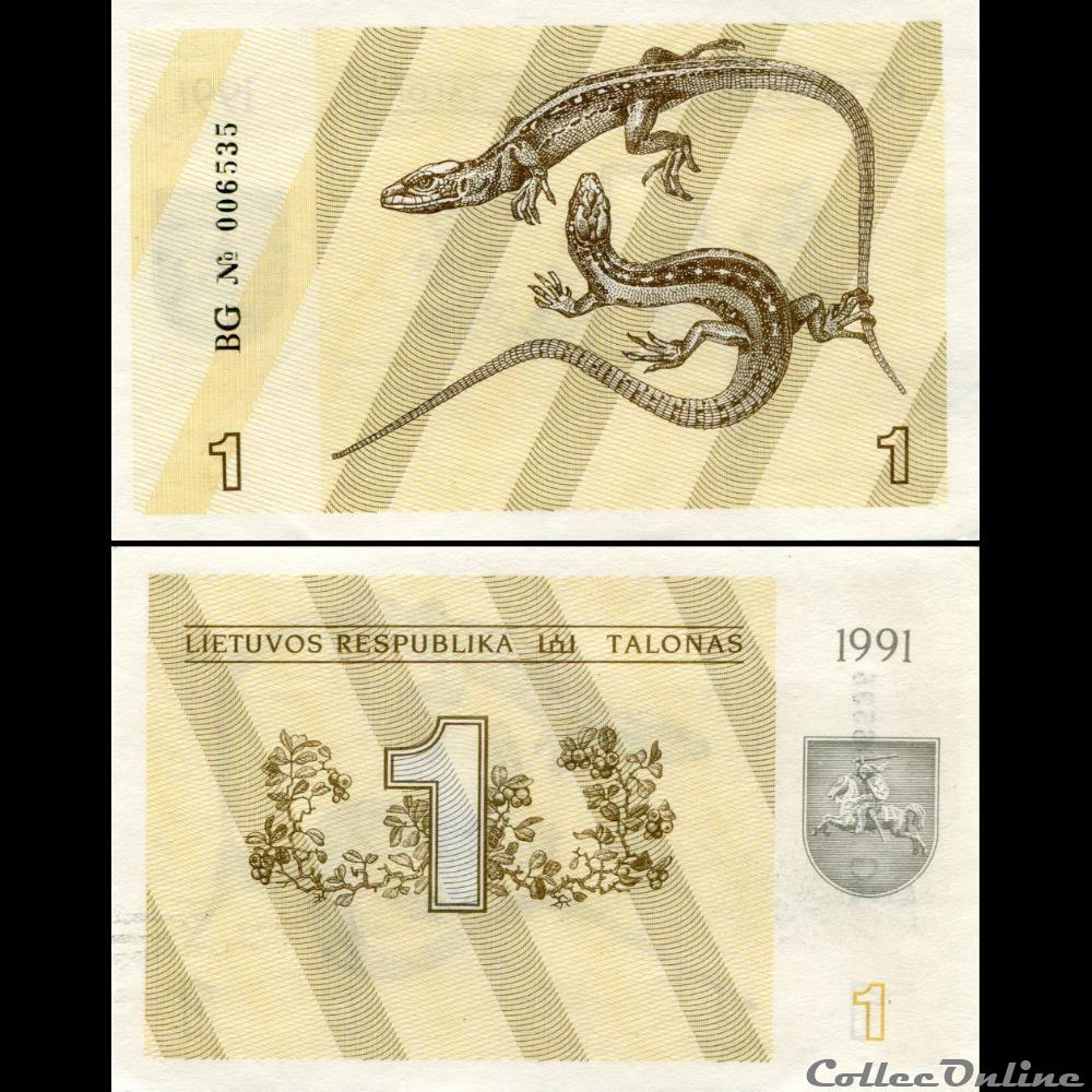 LITUANIE - PICK 32 a - 1 TALONAS - 1991 billet europe lituanie pick 32 a 1 talonas 1991
