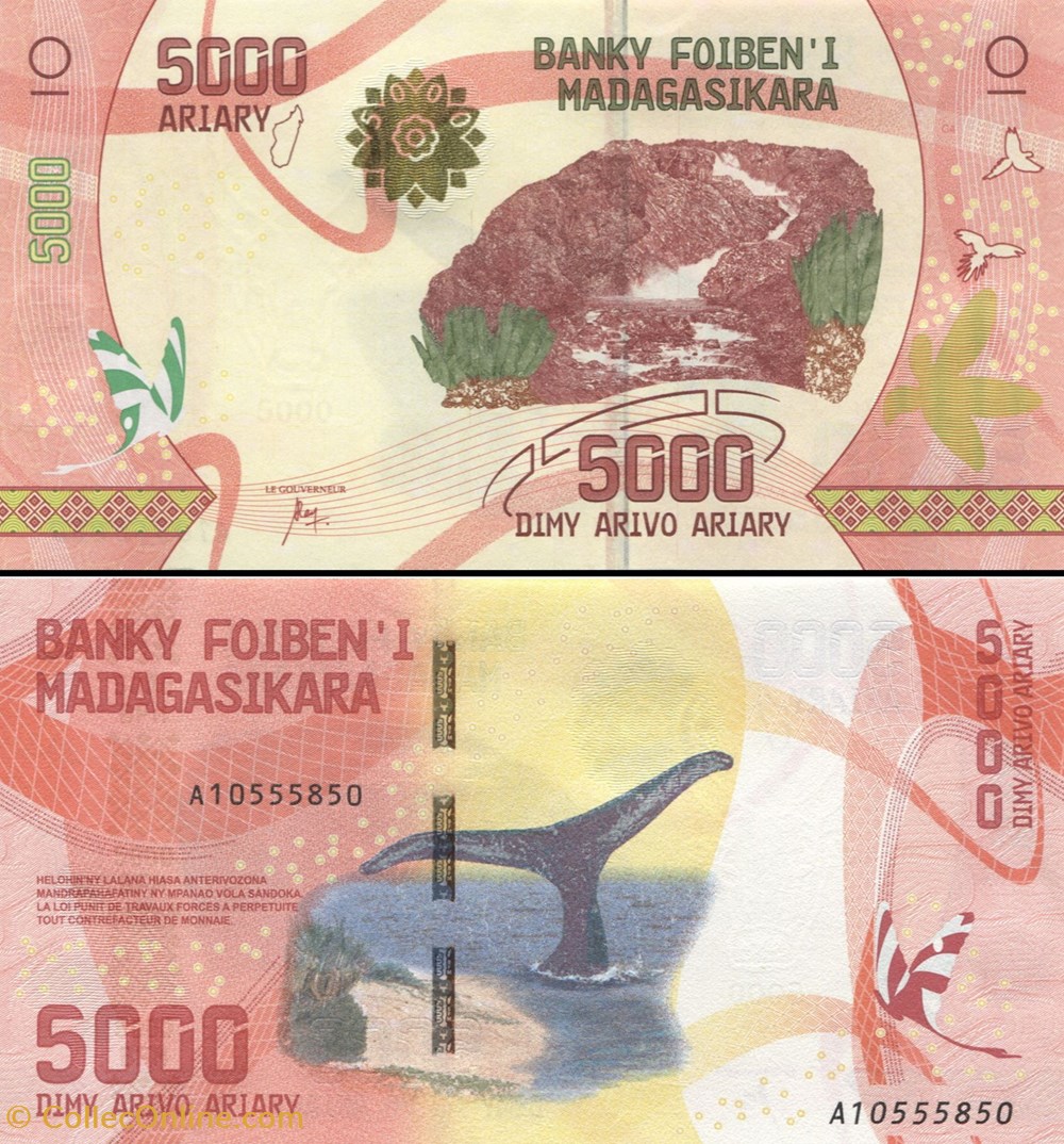 billets afrique madagascar pick 102a 5000 ariary 2017