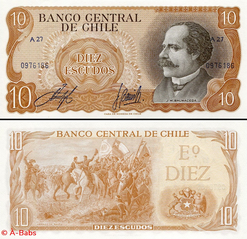 billets amerique du sud chili pick 143 a 1 10 escudos 1967