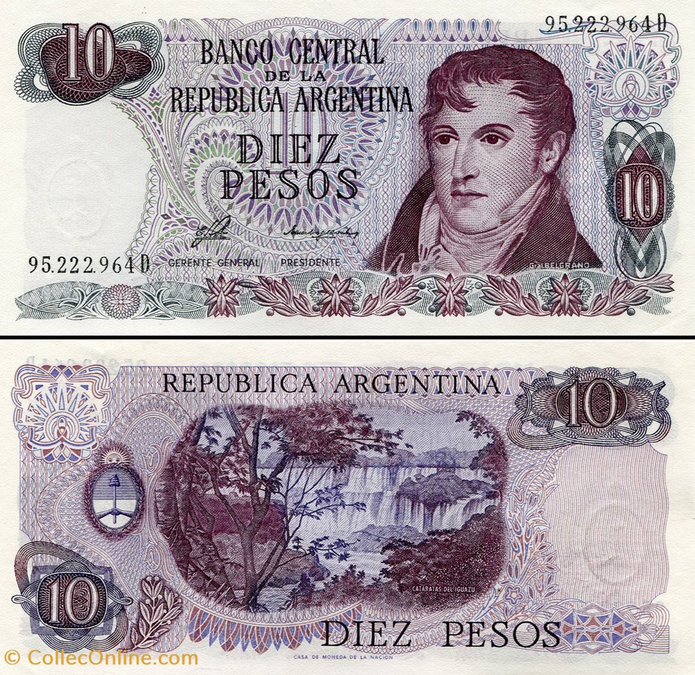 ARGENTINE - PICK 300 - 10 PESOS - 1976 billets amerique du sud argentine pick 300 10 pesos 1976