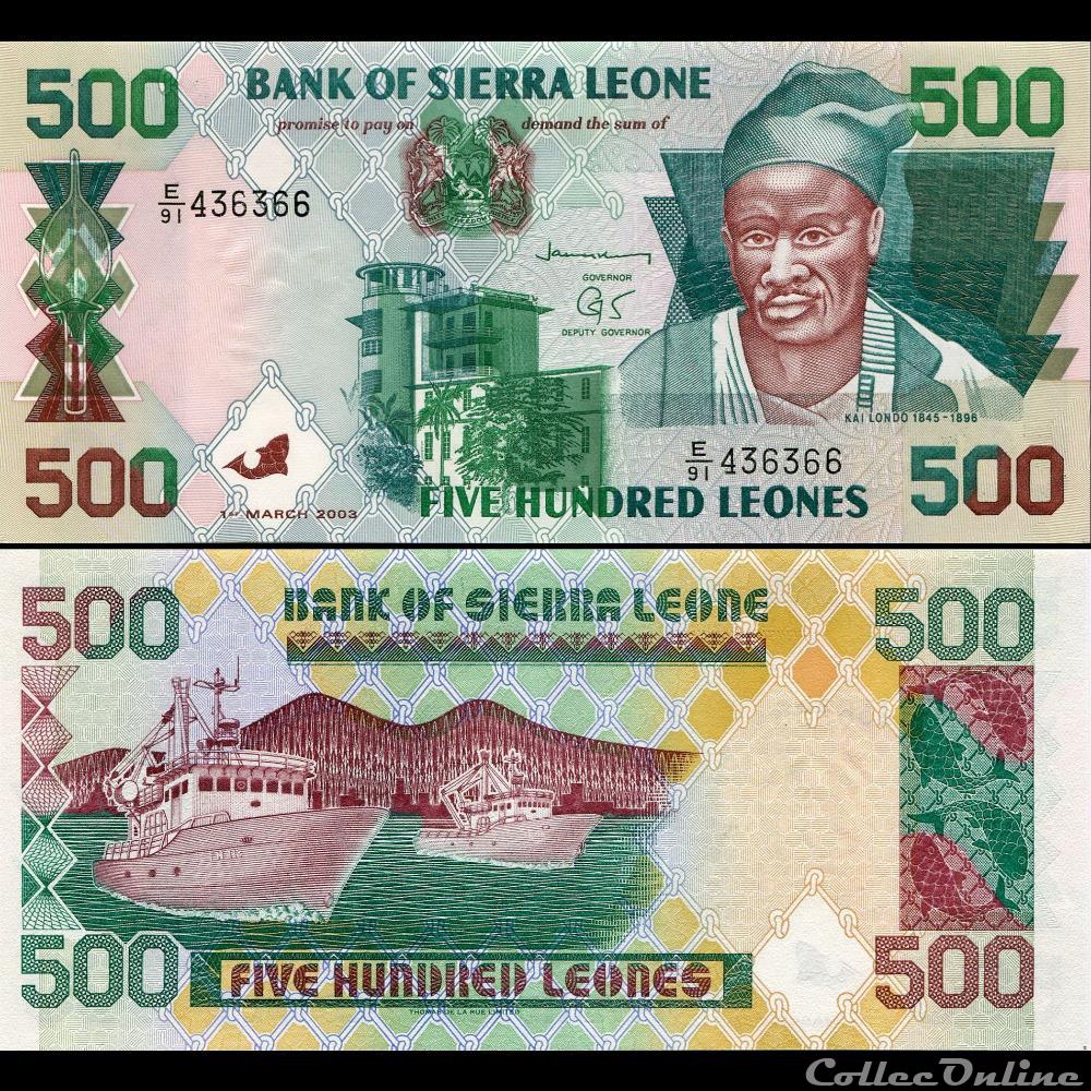 SIERRA LEONE - PICK 23 c - 500 LEONES - 2003 billet afrique sierra leone pick 23 c 500 leones 2003