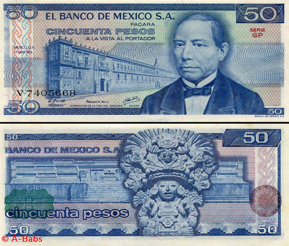 MEXIQUE - PICK 067b.GP - 50 PESOS - 1979 billets amerique du nord mexique pick 067b gp 50 pesos 1979