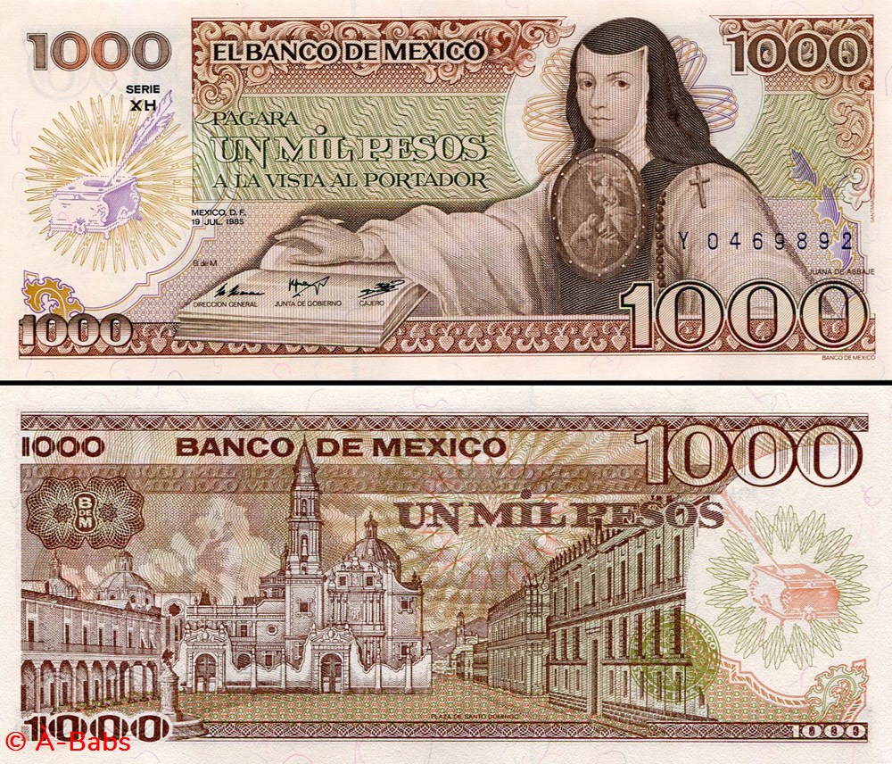 MEXIQUE - PICK 085a.XH - 1000 PESOS - 1985 billets amerique du nord mexique pick 085a xh 1000 pesos 1985
