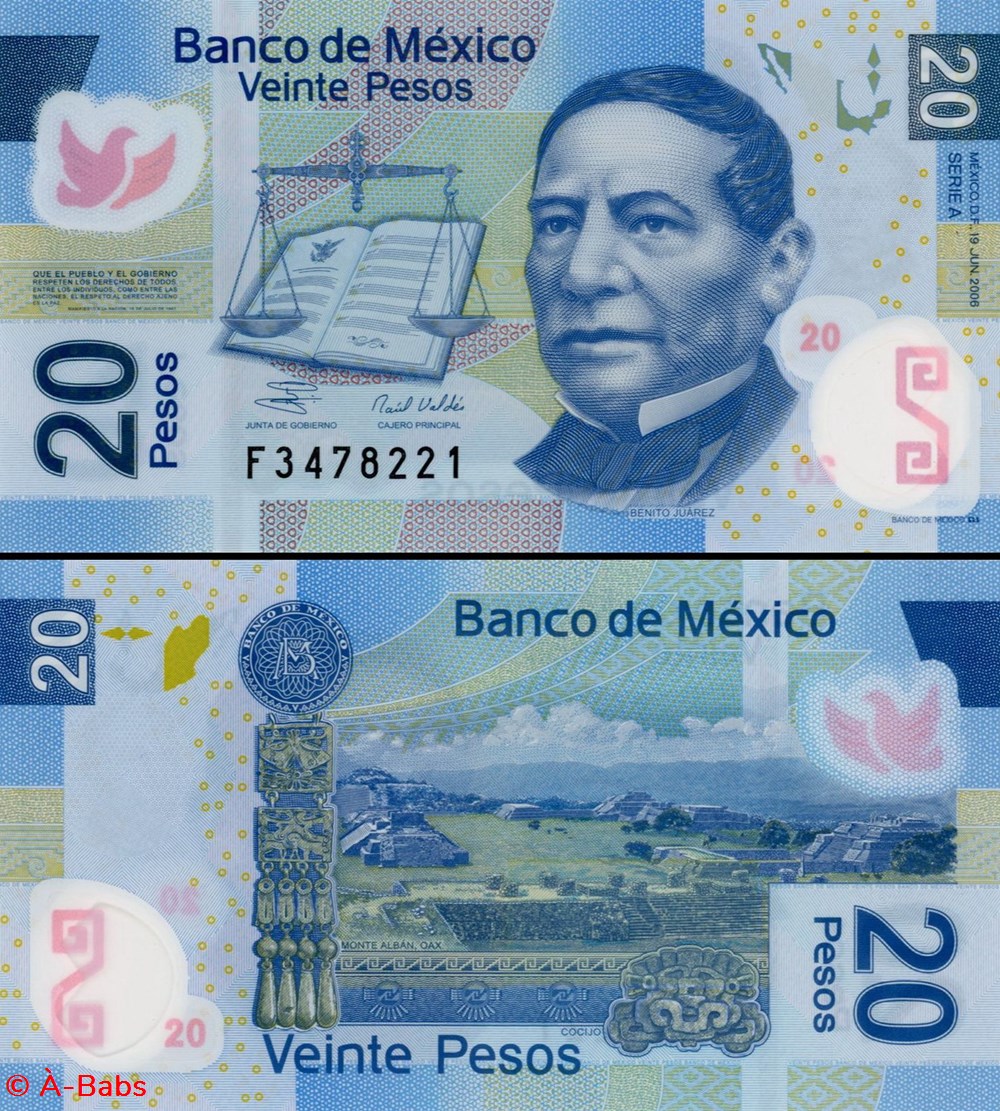 billets amerique du nord mexique pick 122a 20 pesos 2006
