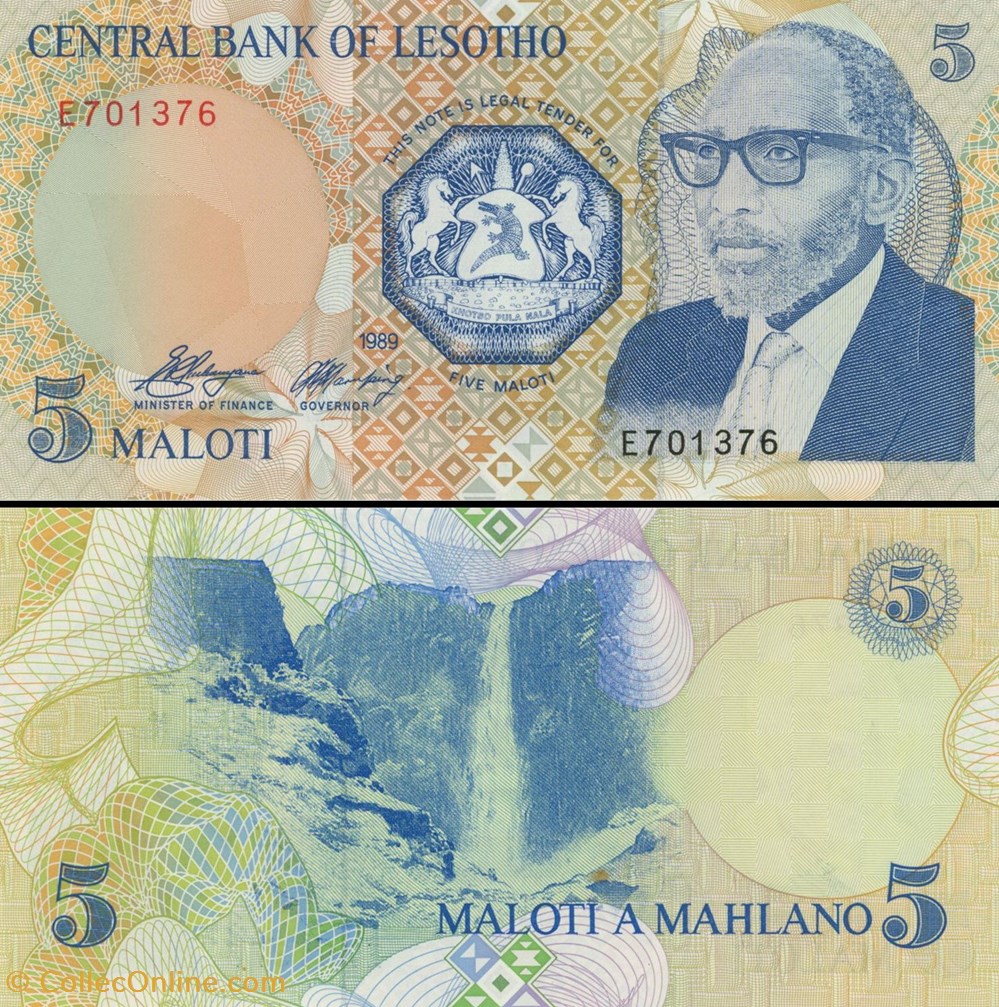 LESOTHO - PICK 10a - 5 Maloti - 1989 billets afrique malawi lesotho pick 10a 5 maloti 1989