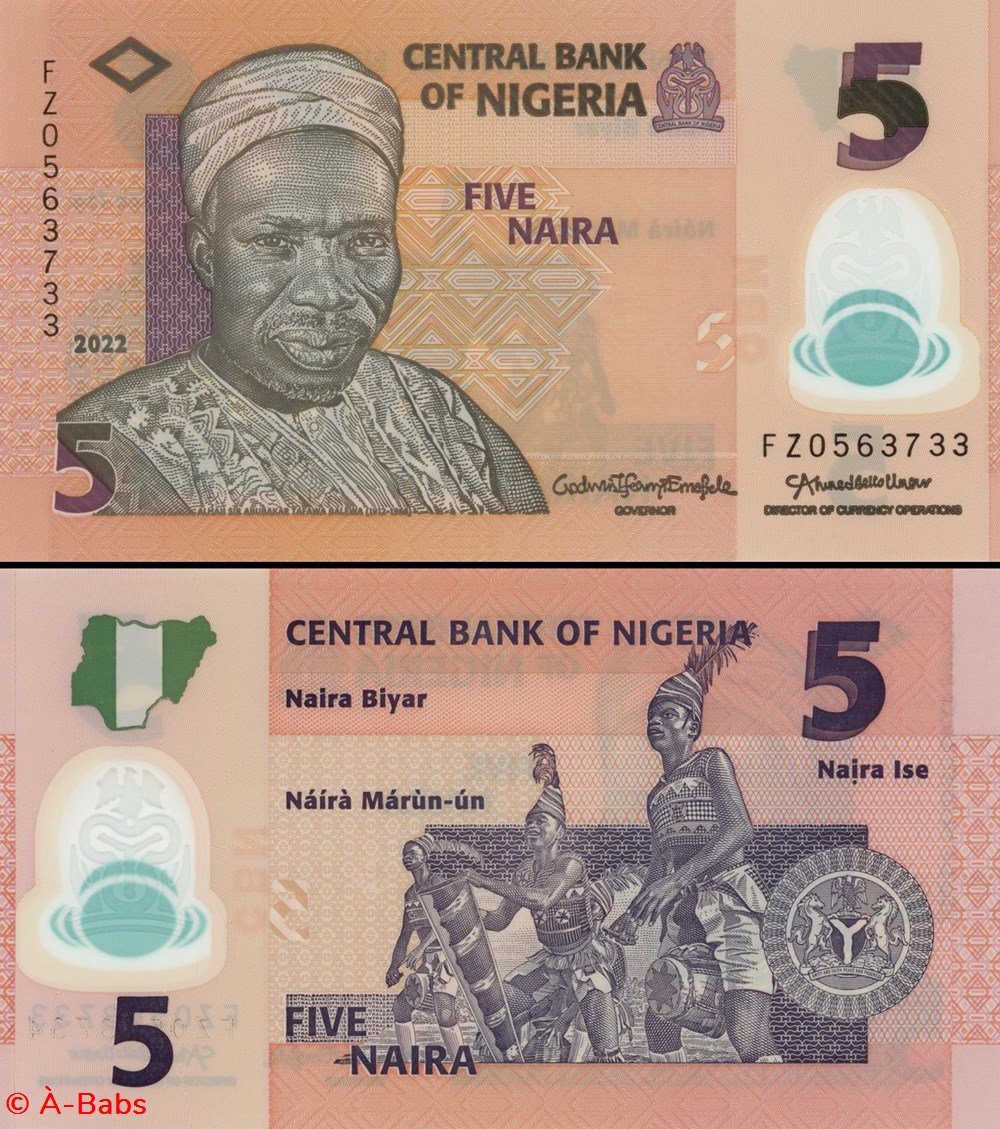 NIGERIA - PICK 38m - 5 NAIRA - 2022 billets afrique nigeria pick 38m 5 naira 2022