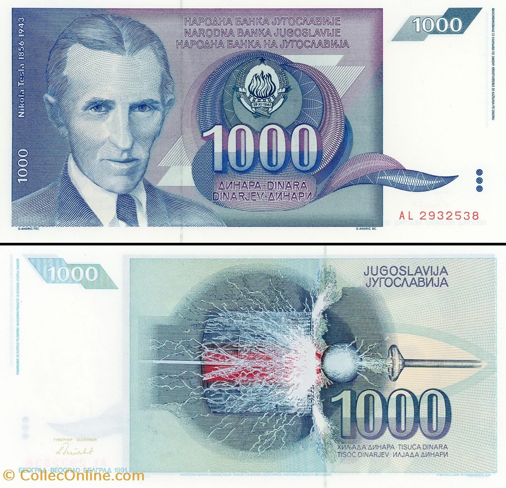 billet europe yougoslavie pick 110a 1000 dinara 1991