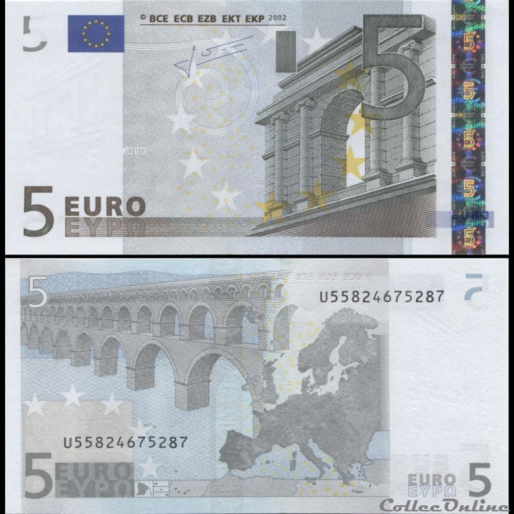 5 EUROS - SIGNATURE TRICHET - PICK 8 U - FRANCE - Billetes - Euros