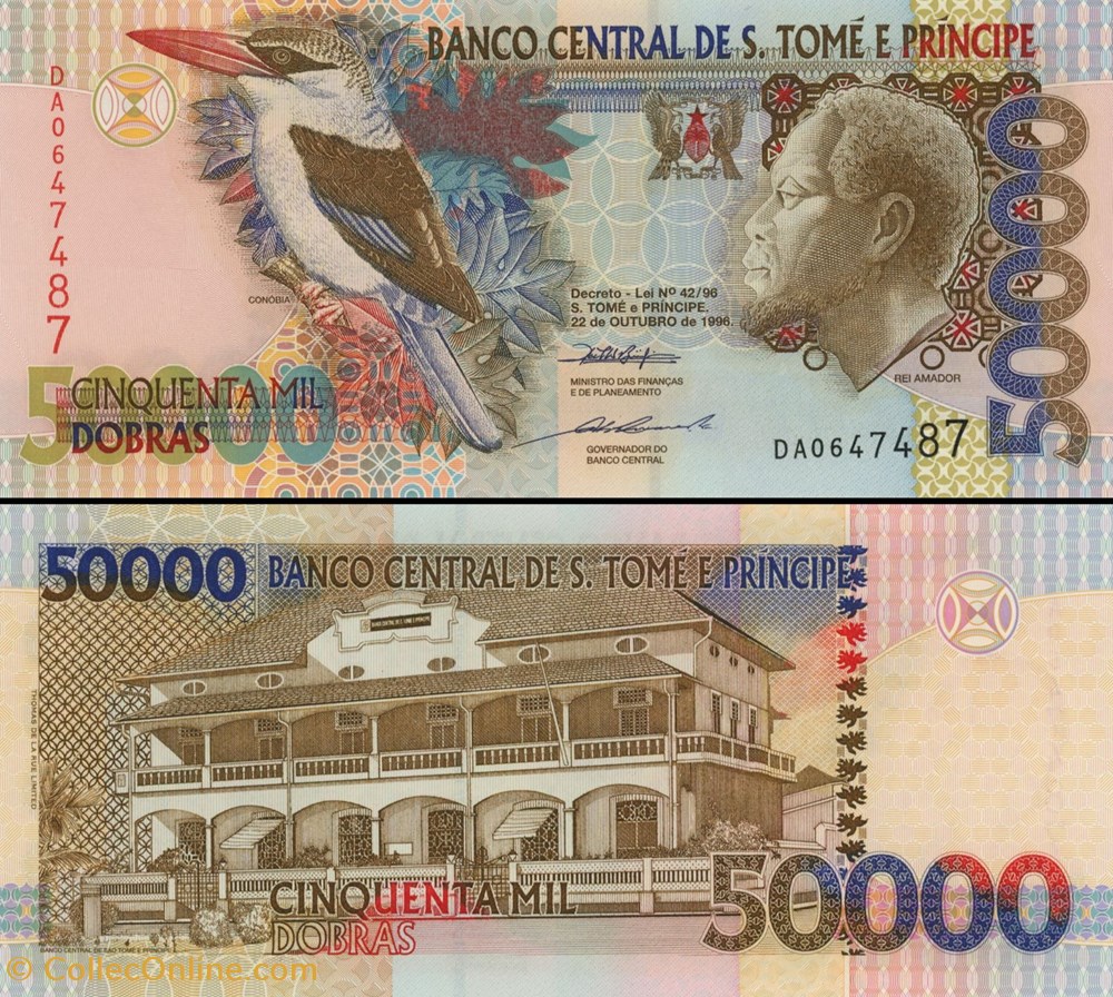 SAO TOME ET PRINCIPE - PICK 68a - 50 000 DOBRAS - 1996 billets afrique sao tome et principe pick 68a 50 000 dobras 1996